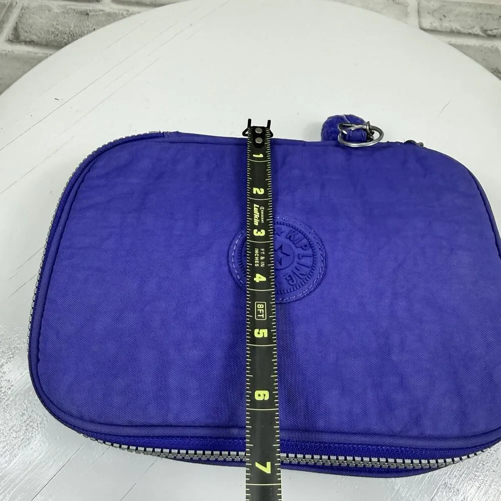 Kipling 101 Pens Case Make up Case Clutch Polyamide Purple with Charm